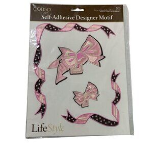 Conso Self-Adhesive Designer Motif Bows Fabric Satin New